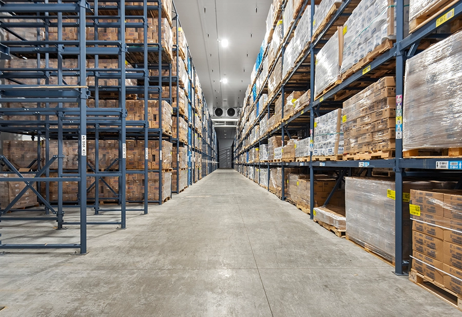 Smart warehouse monitoring system with temperature, humidity, and environmental sensors for safe storage, inventory protection, and distribution facilities.